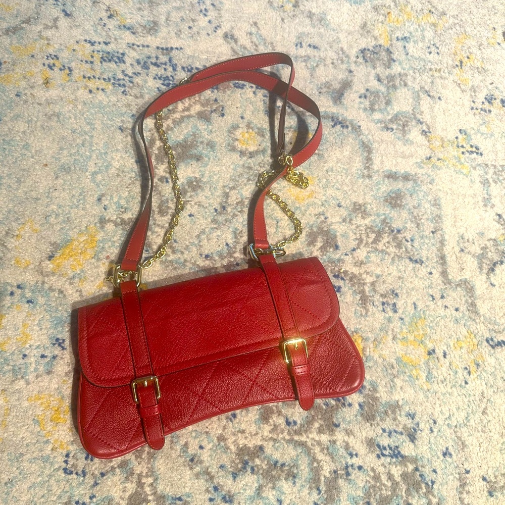 RED SHOULDER CROSSBODY LEATHER PURSE
